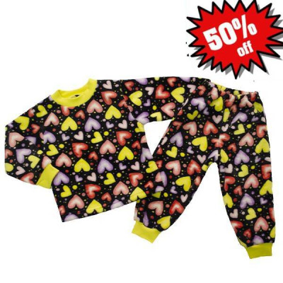 Піжама підліткова тепла з малюнком сердечки